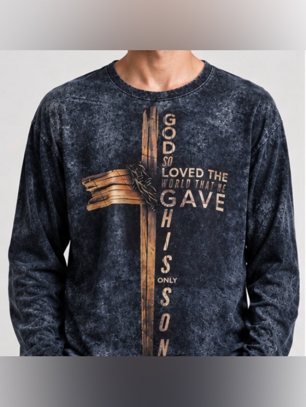 Unbranded Men’s Christian Cross Graphic Long Sleeve Shirt Large